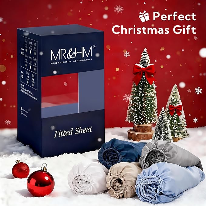 MR&HM Twin XL Fitted Sheet Only, Ultra-Soft Rayon Derived from Bamboo & - Image 5