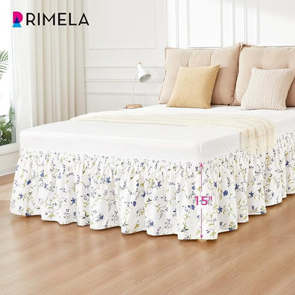 RIMELA Sweet Blueberry Bed Skirt Queen Size 15 Inch Drop, Elastic Bed Skirting - Image 4