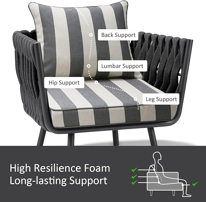 Outdoor Patio Chair Cushions Set, Water-Repellent, Fade Resistant, Deep Seat - Image 4
