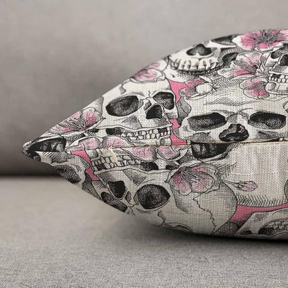 TKS MITLAN Skull and with Flowers Pillow Cover 12x20 inch Pink Cherry Rustic - Image 5