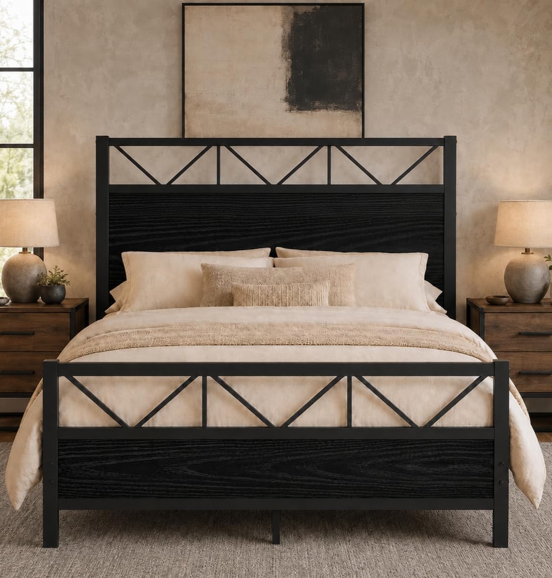 immerstable queen size bed frame with 51.2" tall, main product view