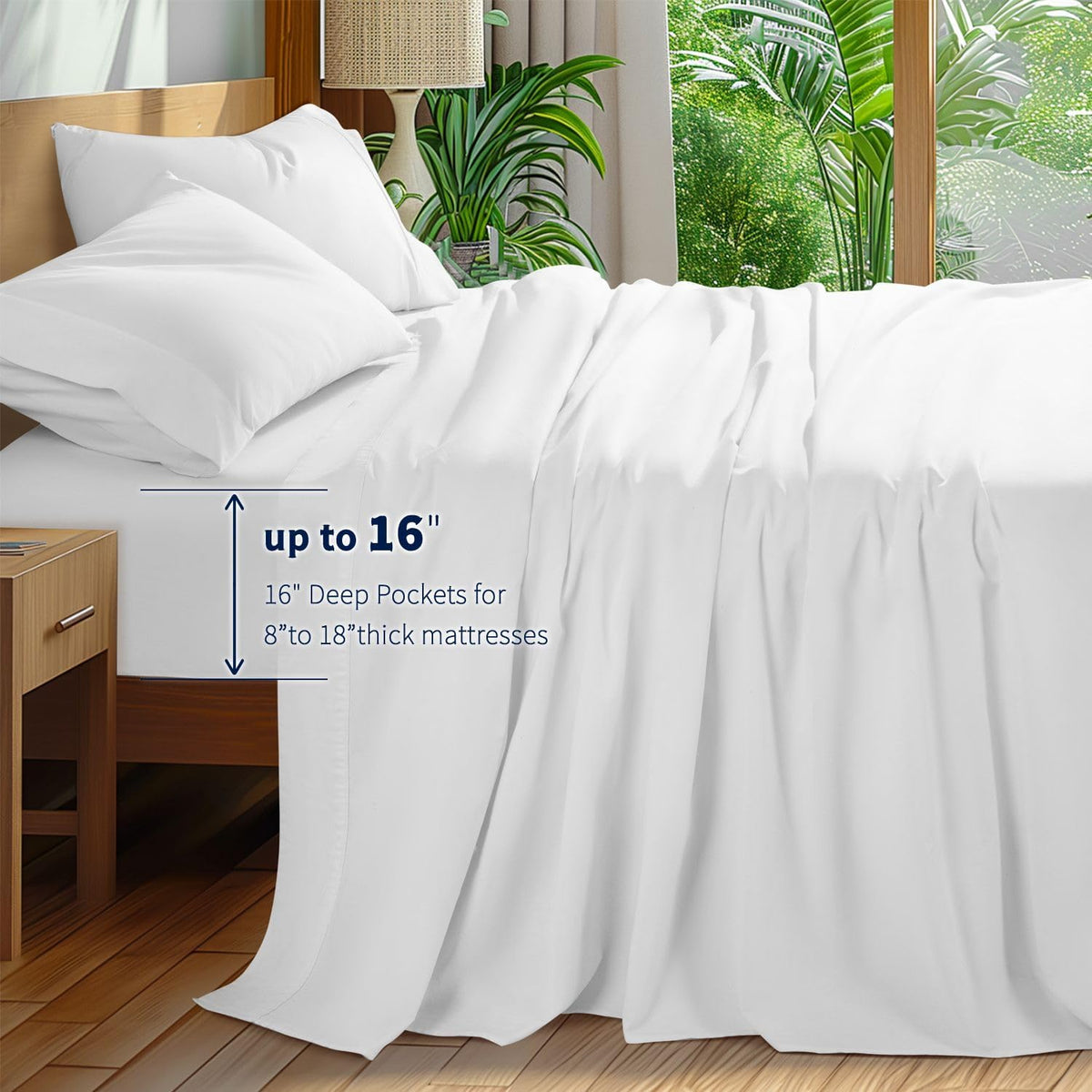 shilucheng 100% egyptian cotton king size sheets set on a desk or shelf