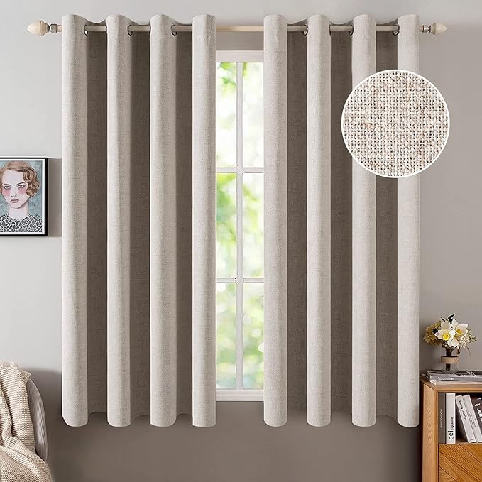 MIULEE Blackout Curtains for Bedroom Linen Texture Solid Thermal Insulated by MIULEE