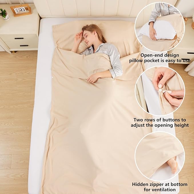 Sleeping Bag Liner Camping Adult Sleep Sack Lightweight Travel Sheet - Image 4