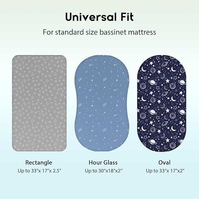 Baby Bassinet Sheets Girl Boy, Fitted Bassinet Sheet Set 3 Pack Bassinet - Image 3