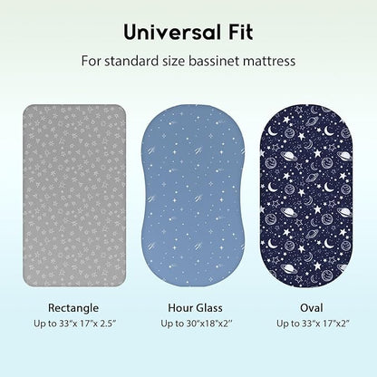 Baby Bassinet Sheets Girl Boy, Fitted Bassinet Sheet Set 3 Pack Bassinet - Image 3