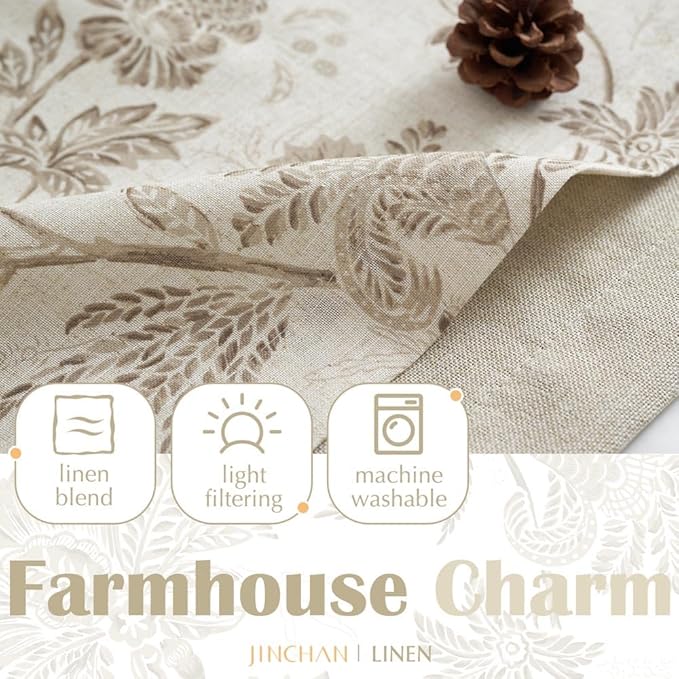 jinchan Floral Valance Curtain Linen Kitchen Valance - Image 3