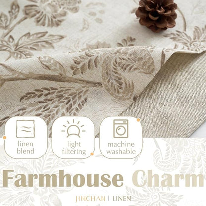 jinchan Floral Valance Curtain Linen Kitchen Valance - Image 3