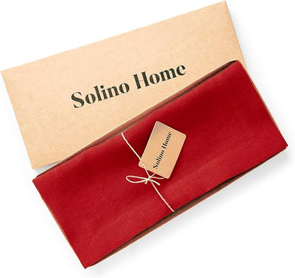 Solino Home 100% Pure Linen Red Table Runner 72 Inches - Image 5