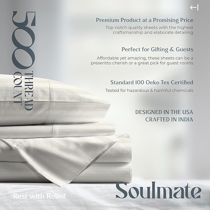 Mayfair Linen 100% Cotton Striped Sheets King Size Bed Set - Image 7