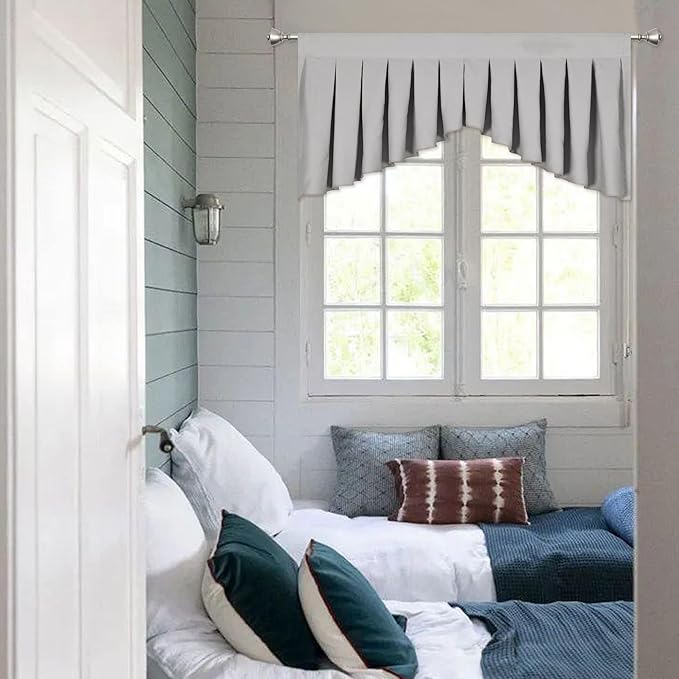 Valances for Windows Light Grey Window Valance for Living Room Rod Pocket - Image 2