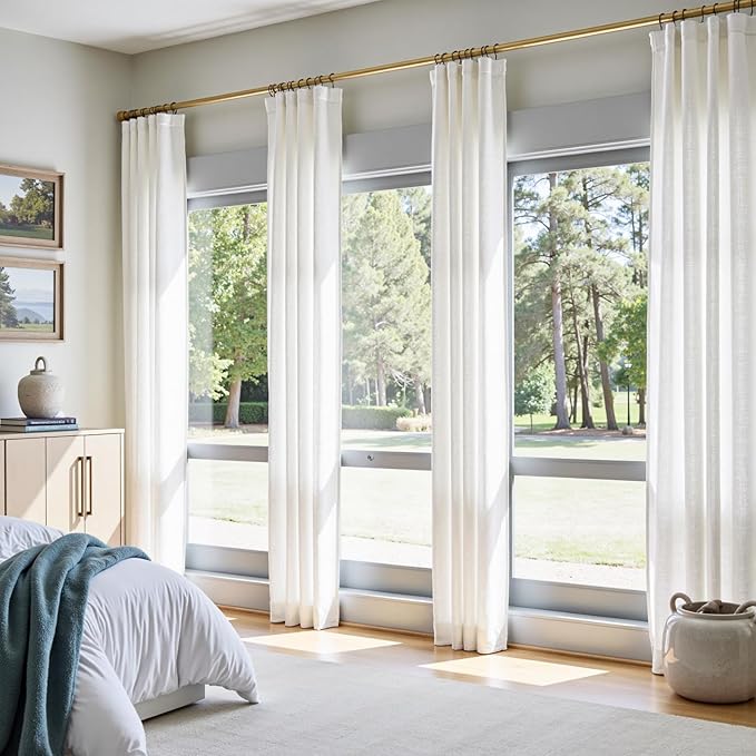 jinchan Linen Curtains 50W x 84L Inch Off White by JINCHAN
