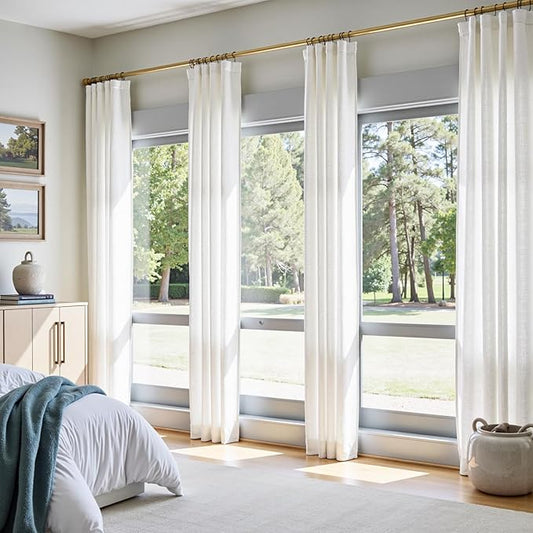 jinchan Linen Curtains 50W x 84L Inch Off White by JINCHAN