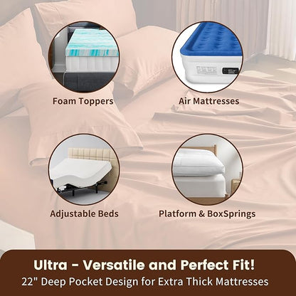 100% Linen Sheet Set Cal King Size Extra Deep Pocket Fits 18-24 Inch Mattress - Image 3