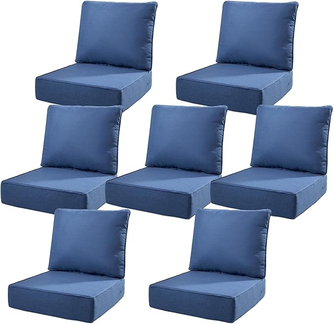 6" Thick Outdoor Cushions 22x24x6, 7-Set Deep Seat Patio Cushions by Pugire
