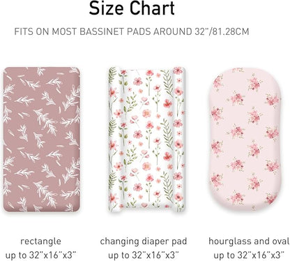 Floral Bassinet Sheets Girl 3 Pack, Breathable Cozy Fitted Mattress Sheet - Image 3