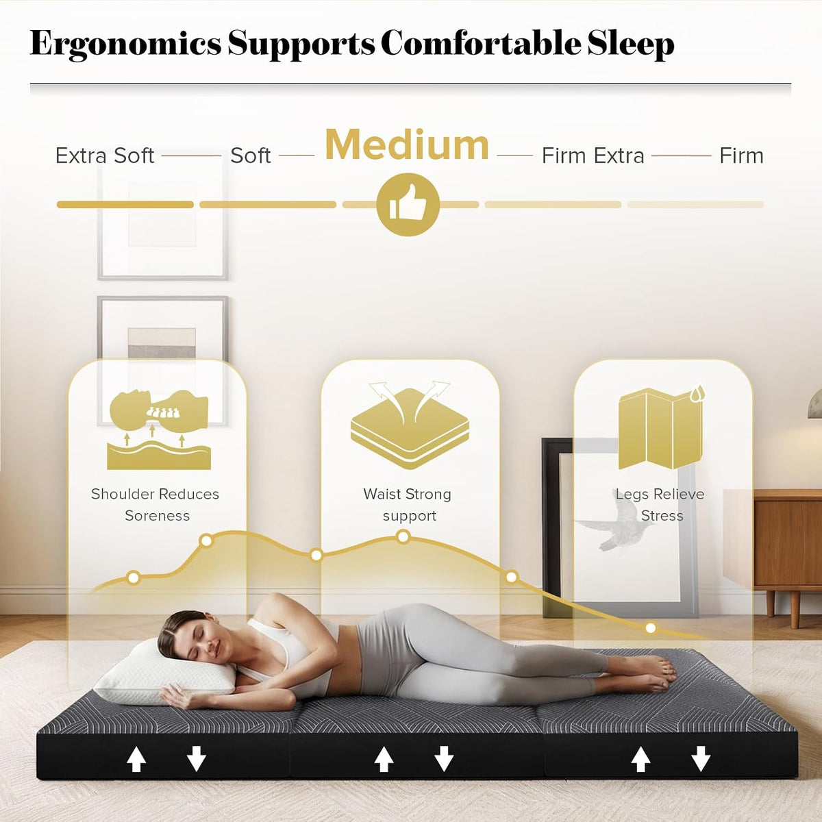 vamcheer folding mattress king size foldable mattress 6, side view