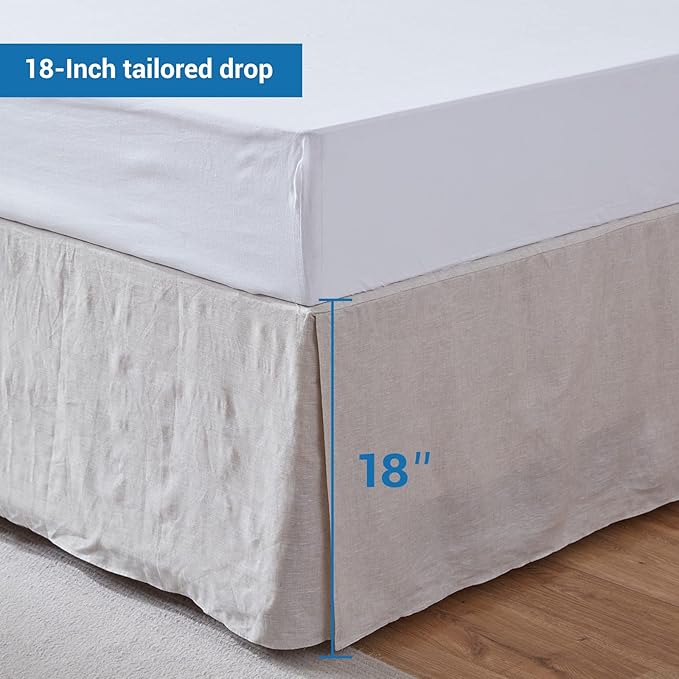 Simple&Opulence Premium Linen Bed Skirt Basic Style 18 inch Tailored Drop Dust - Image 3