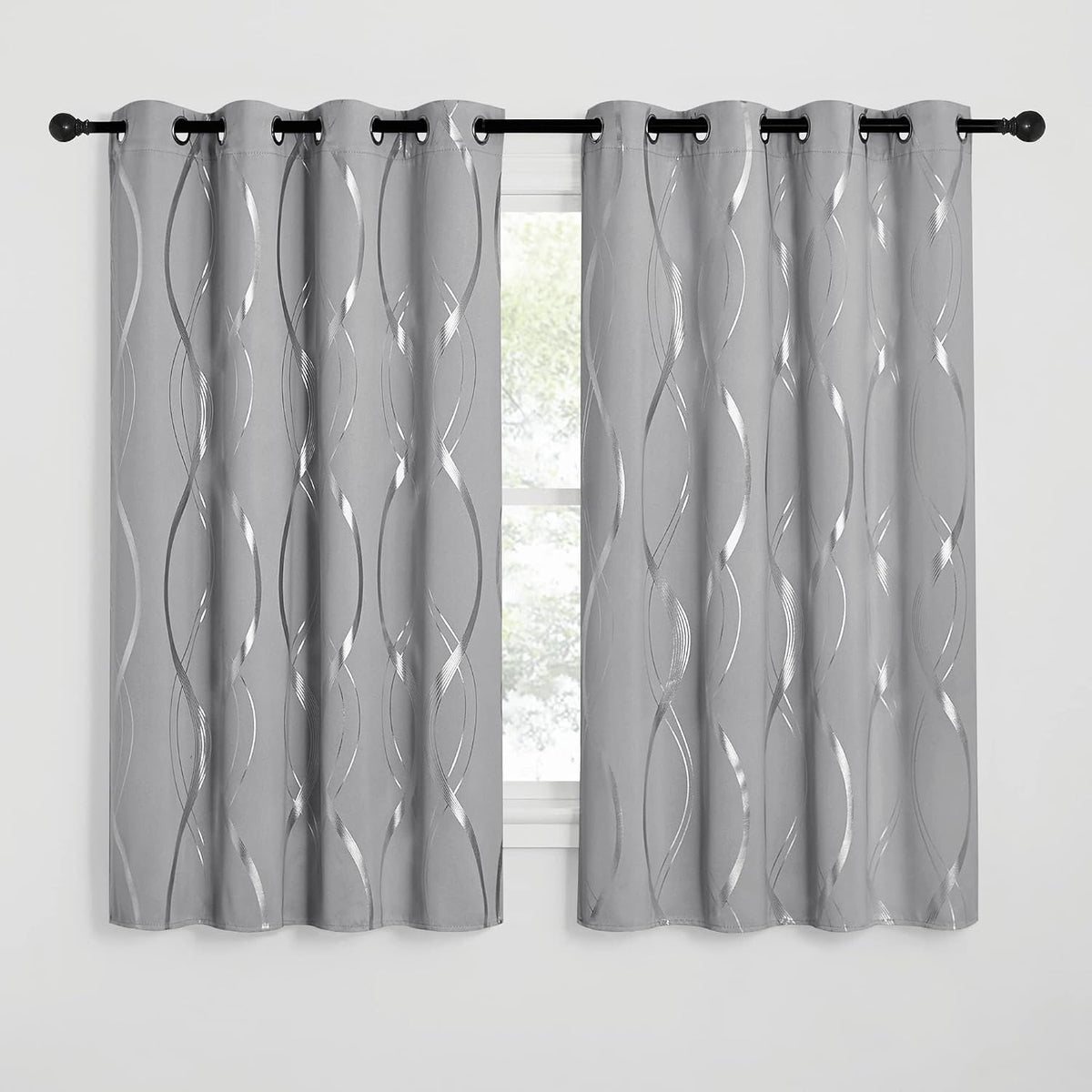 nicetown wave line print blackout curtains 63 inch shown in use