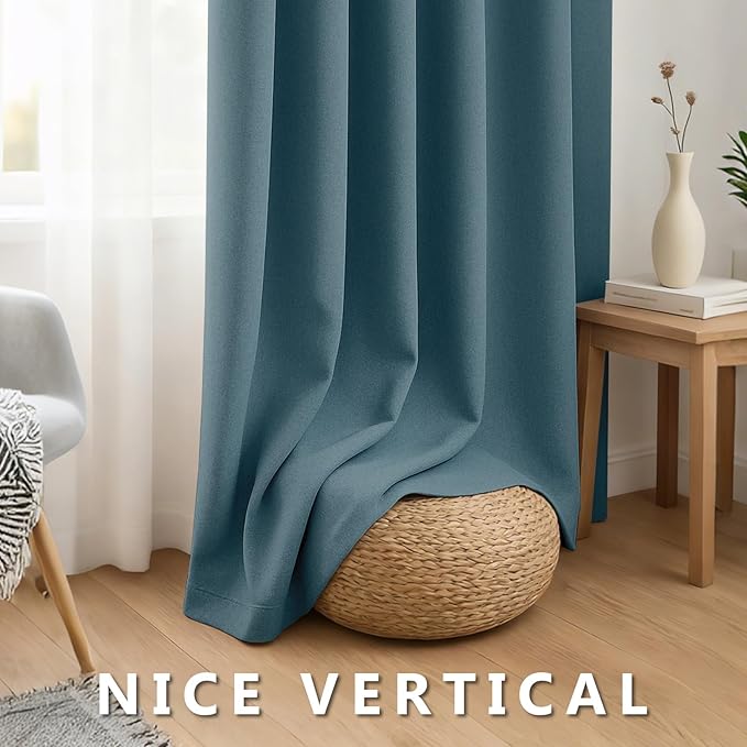 Linen 100% Blackout Curtains for Bedroom, Back Tab/Rod Pocket Curtain for - Image 7