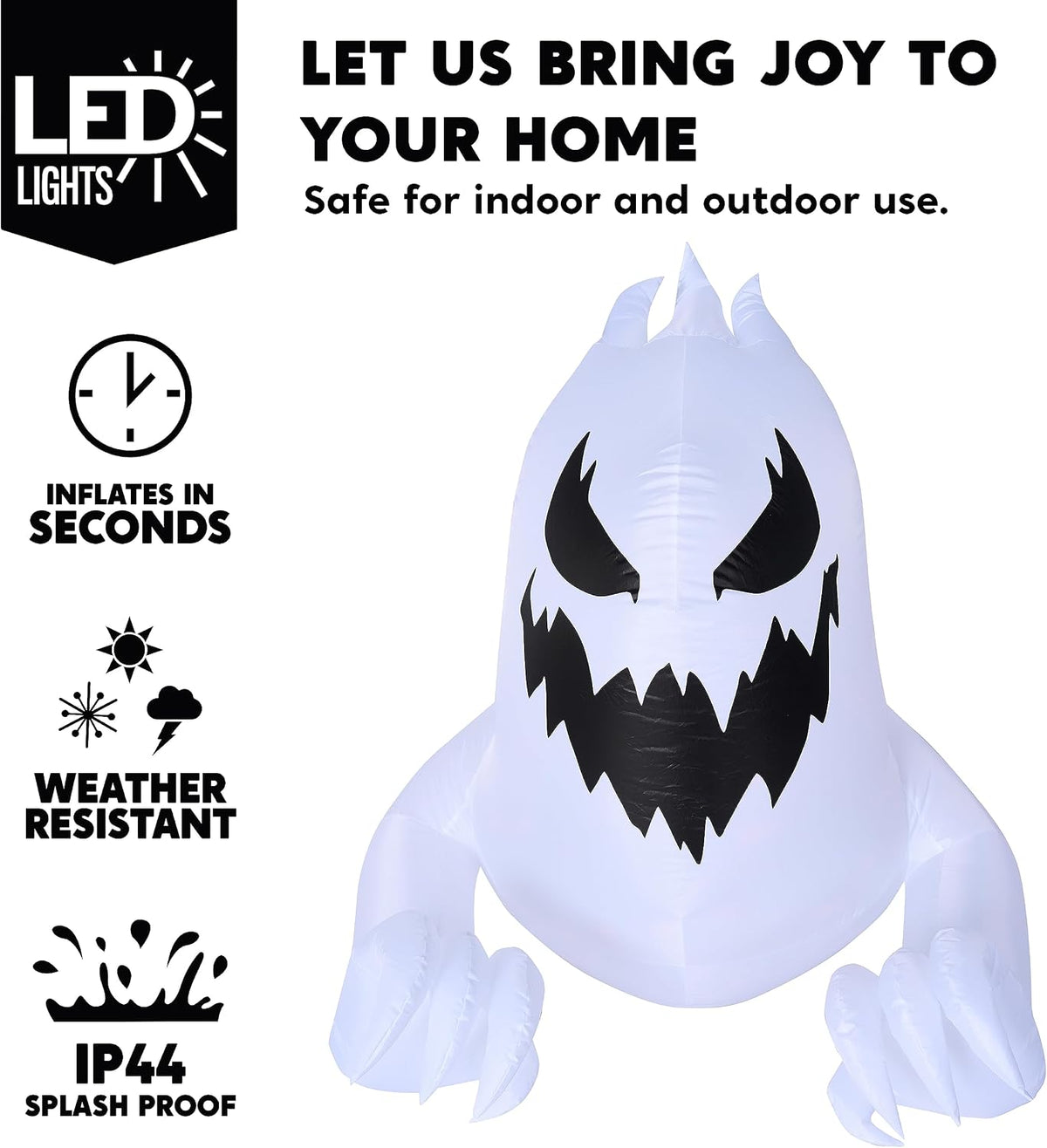 Joiedomi 4.5 FT Tall Halloween Inflatable Ghost Outdoor Decoration, Ghost Blow Up Yard Decorations with Rotating LED for Scary Halloween Decor, Window Decor