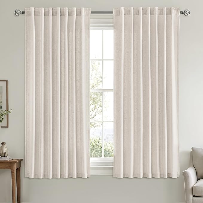 MIULEE Non-See-Through Privacy Linen Curtains 2 Panels, Light Filtering Window - Image 3