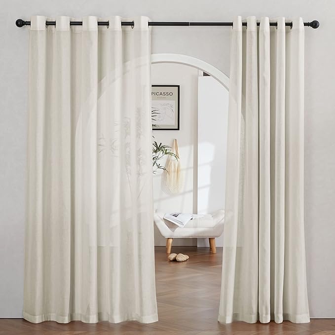 NICETOWN Semi Sheer Linen Curtains Extra Wide by NICETOWN