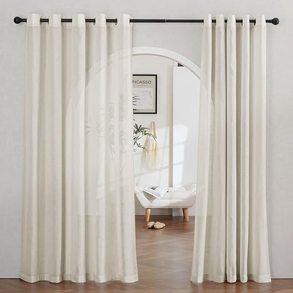 NICETOWN Semi Sheer Curtains Linen Blend Extra Wide by NICETOWN