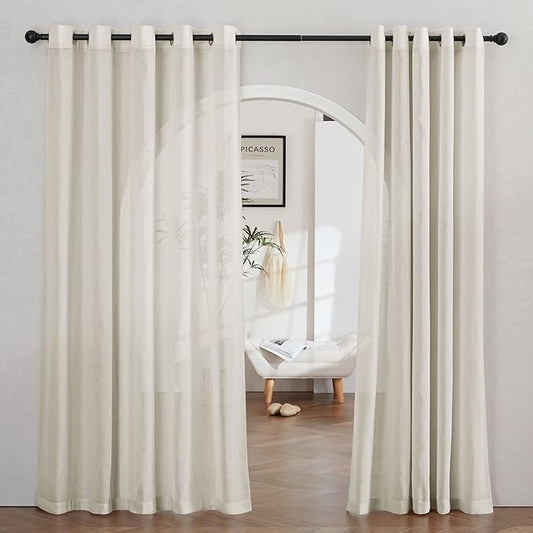 NICETOWN Semi Sheer Curtains Linen Blend Extra Wide by NICETOWN