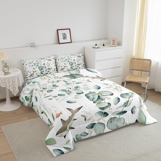 Erosebridal Girls Kawaii Animal Bedding Toddler Size Cute Shark Comforter Set - Image 3