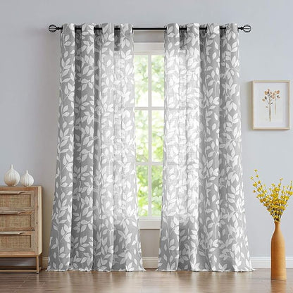Treatmentex White and Grey Curtains - Image 2