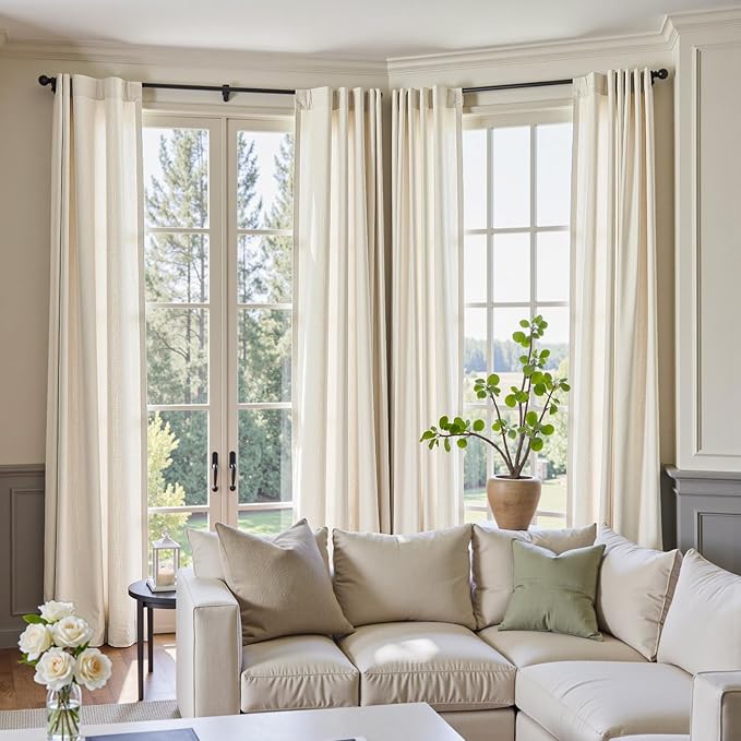jinchan Linen Curtains 120 Inch Length 2 Panels Set Window Curtains - Image 6