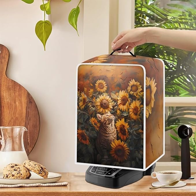 Cute Flowers Cat Coffee Maker Cover - Image 4