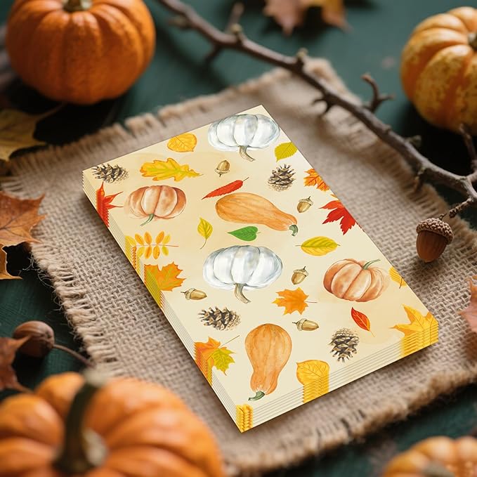 100 PCS Fall Paper Napkins 3-Ply, Disposable Pumpkin Maple Leaves Bathroom - Image 6