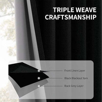 CUCRAF Custom Linen 100% Total Blackout Curtains, Light Blocking Drapes Thermal - Image 5