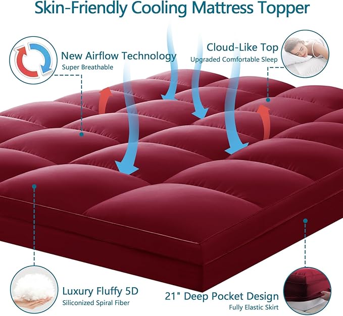 CHOKIT Queen Mattress Topper, Extra Thick Pillow Top Mattress Pad - Image 3