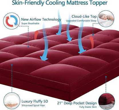 CHOKIT Queen Mattress Topper, Extra Thick Pillow Top Mattress Pad - Image 3