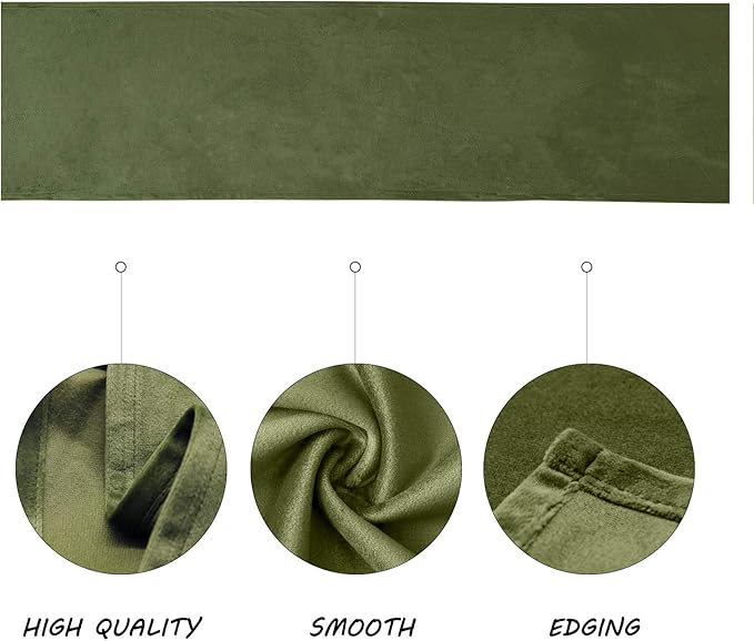 BALCONY & FALCON Velvet Table Runner 14"x51" Olive Luxury Machine Washable - Image 2