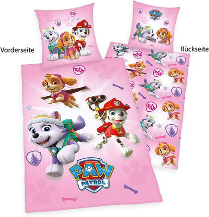 Paw Patrol Bed Linen, Cotton, Pink, 200 x 135 x 0.2 cm