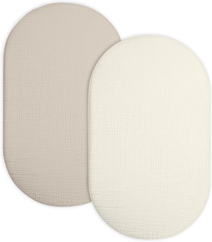 Bassinet Sheet for Baby Boy and Girl 2 Pack, Fitted Sheets for Rectangle by Meowcards