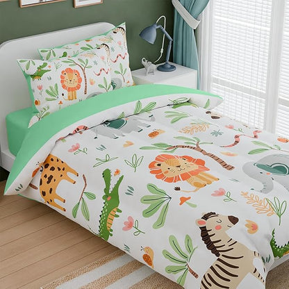 Jungle Animal Kids Bedding Set for Boys Girls, Ultra Soft Microfiber Comforter - Image 3
