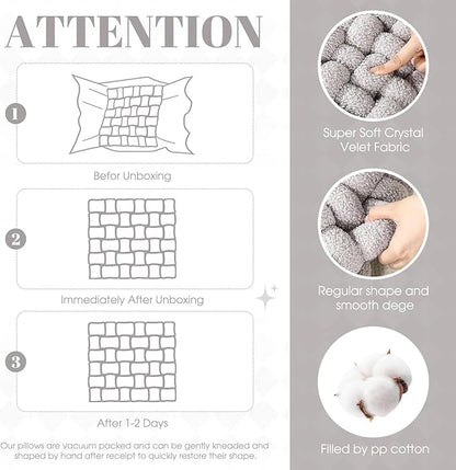Wenqik 2 Pcs Knot Pillows Square Knotted Plush Throws Soft Accent Pillows - Image 3