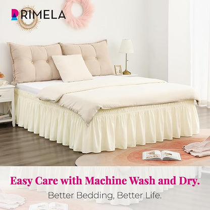 RIMELA Butter Yellow Bed Skirt King Size 15 Inch Drop, Elastic Bed Skirting - Image 4