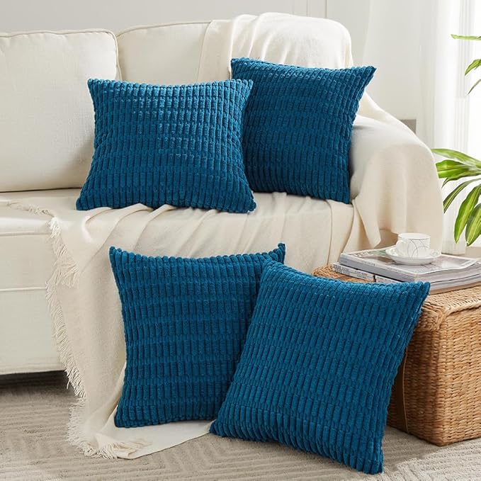 Fancy Homi 4 Packs Teal Decorative Throw Pillow Covers 20x20 Inch by Fancy+Homi