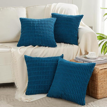 Fancy Homi 4 Packs Teal Euro Decorative Throw Pillow Covers 26x26 Inch by Fancy+Homi