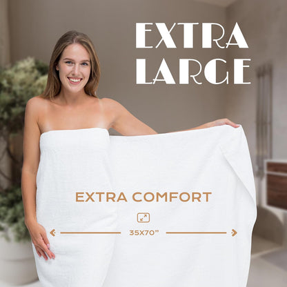 wealuxe white bath sheets extra large - 35x70, side view