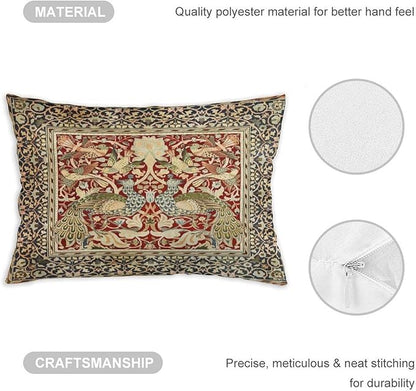 Vintage Peacock Floral William Morris Throw Pillow Covers 12x20 Inch Aesthetic - Image 3