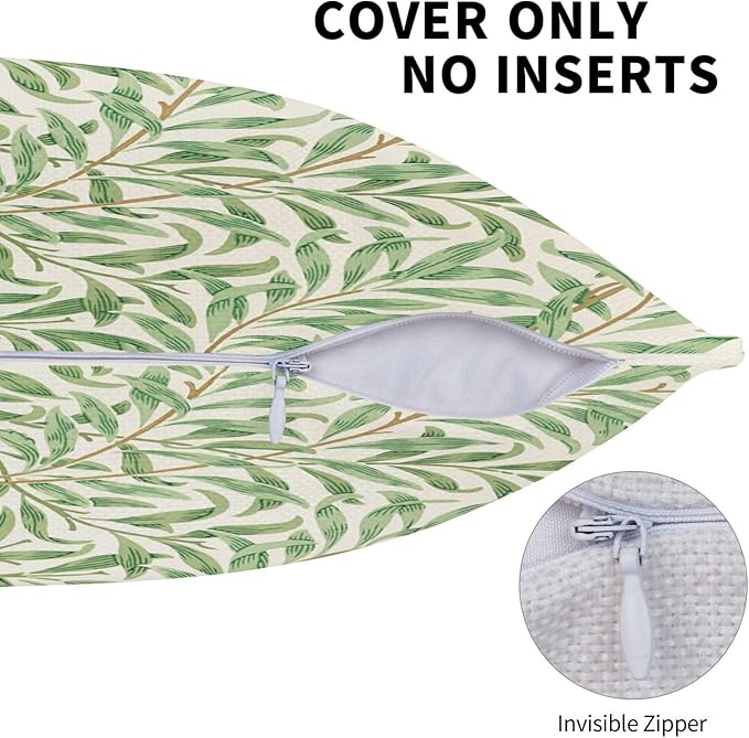 Rustic Vintage Floral Green Leaf Throw Pillow Covers 18x18 Inch Set of 2 - Image 7