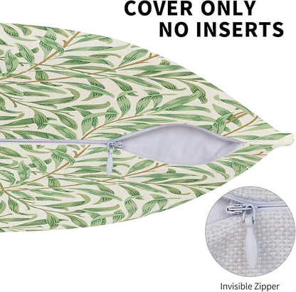 Rustic Vintage Floral Green Leaf Throw Pillow Covers 18x18 Inch Set of 2 - Image 7