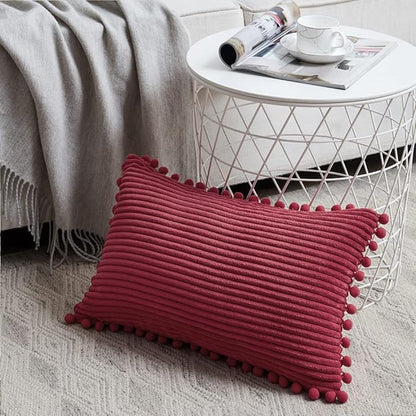 Fancy Homi 2 Packs Burgundy Lumar Decorative Throw Pillow Covers 14x24 Inch - Image 2
